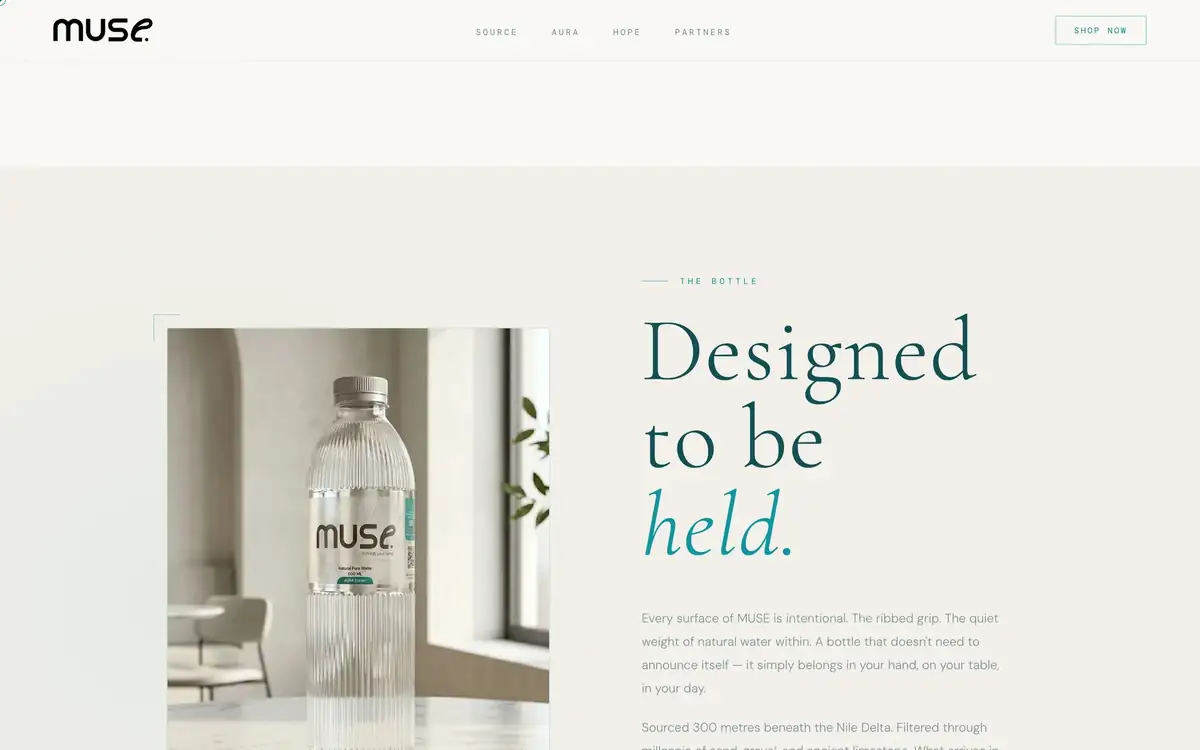 The bottle: “Designed to be held”