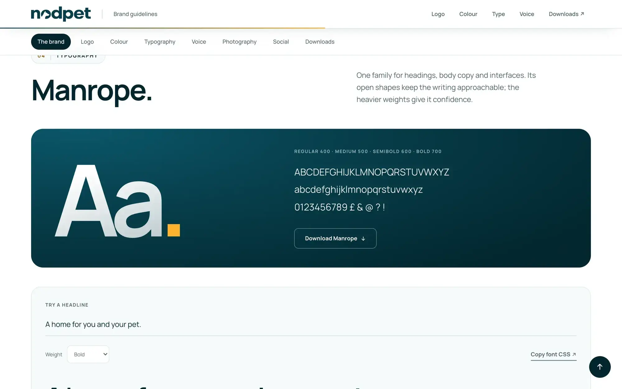 Typography: Manrope